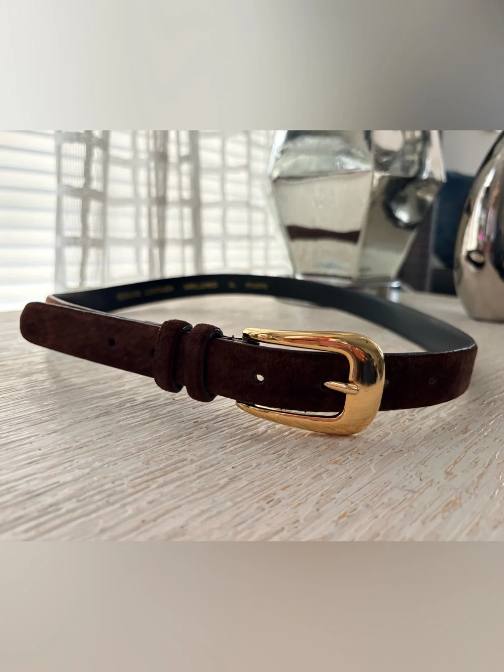 VTG Amanda Smith Brown Suede Leather Thin Belt Size XL